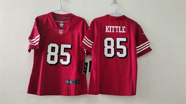 Womens San Francisco 49ers #85 George Kittle Red Vapor Alternate Stitched Jersey->women nfl jersey->Women Jersey